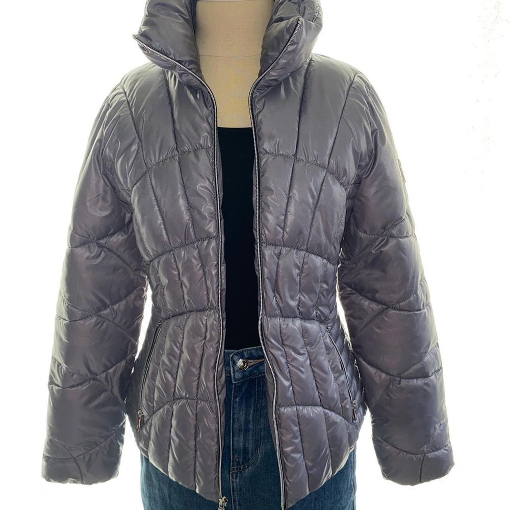 Guess Quilted Metallic Puffer Coat